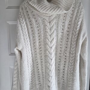 Smartwool Cream Cable Knit Turtleneck Sweater